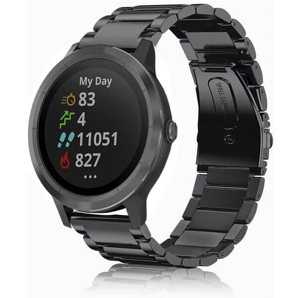 Garmin Vivoactive 3 Bands, 20mm Stainless Steel Metal Replacement Strap Loop Bracelet Women Men (Black) Garmin Vivoactive 3 Bands, 20mm Stainless Steel Metal Replacement Strap Loop Bracelet Women Men (Black)
